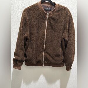 Men’s Brown Sherpa Zip-Up Jacket